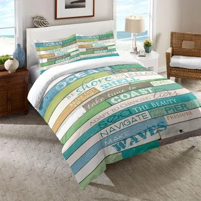 Laural Home Ocean Rules Comforter In Blue;white;green;teal