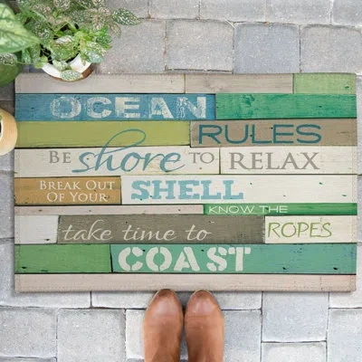 Laural Home Ocean Rules Non-slip Indoor Outdoor Door Mat In Multicolor