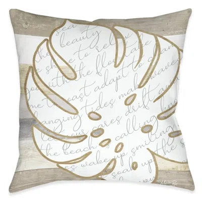 Laural Home Ocean Vibes Natural Leaf Outdoor Decorative Pillow In Multi