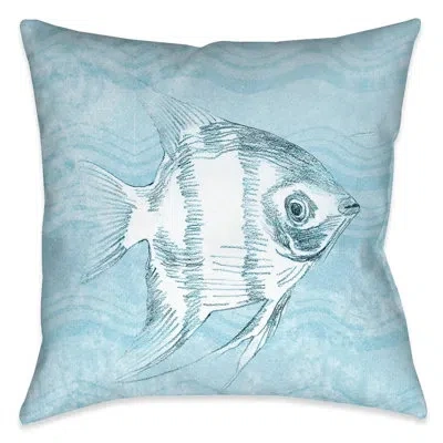 Laural Home Ocean Wave Polyester Throw Pillow In Blue