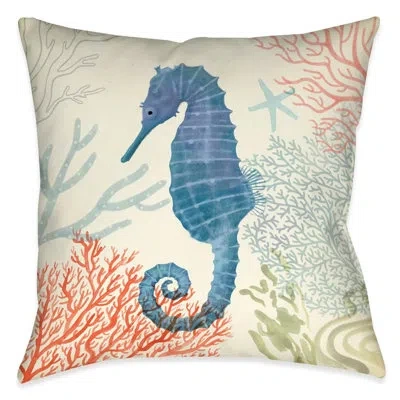 Laural Home Ocean Whimsy Seahorse Indoor Decorative Pillow In Multi