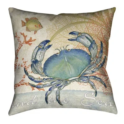 Laural Home Oceana Crab Oceana Outdoor Square Pillow Cover & Insert In Multi