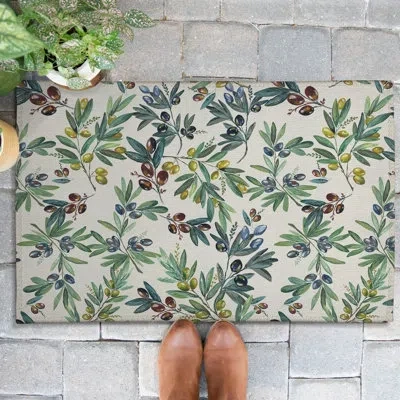 Laural Home Olive Grove Non-slip Indoor Outdoor Door Mat In Multicolor