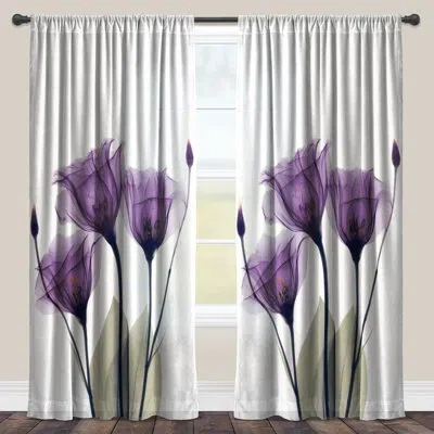 Laural Home Ombre Bloom Sheer Window Panel In Purple