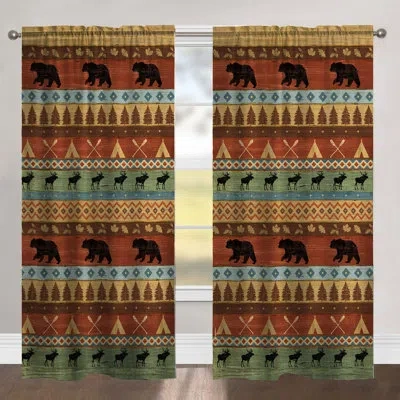 Laural Home Ortegon Bear Lodge Window Geometric Room Darkening Rod Pocket Single Curtain Panel