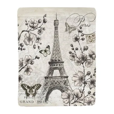 Laural Home Paris In Bloom Sherpa Throw In Black