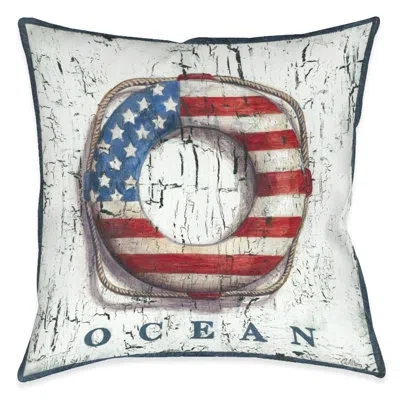 Laural Home Patriotic Coastal Anchor Indoor Decorative Pillow In Multi
