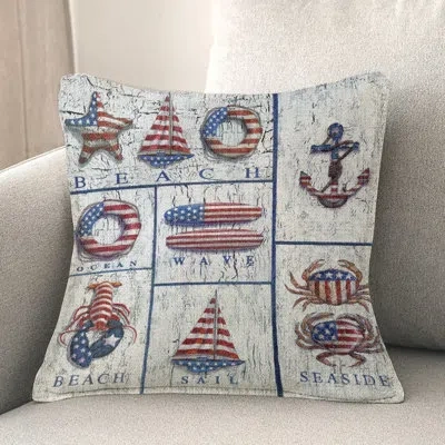 Laural Home Patriotic Coastal Mix Indoor Woven Decorative Pillow In Multicolor;multicolor