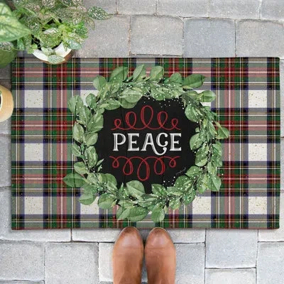 Laural Home Peace Wreath Outdoor Door Mat In Multicolor