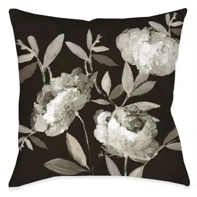 Laural Home Peonies On Ebony Indoor Pillow In Multi