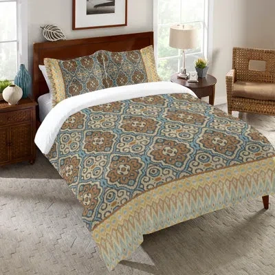 Laural Home Persian Patchwork Antique Ii Microfiber Duvet Cover In Blue;brown;cream