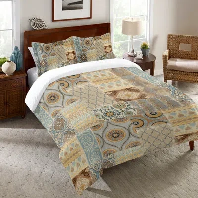 Laural Home Persian Patchwork Antique Microfiber Duvet Cover In Blue;beige;cream