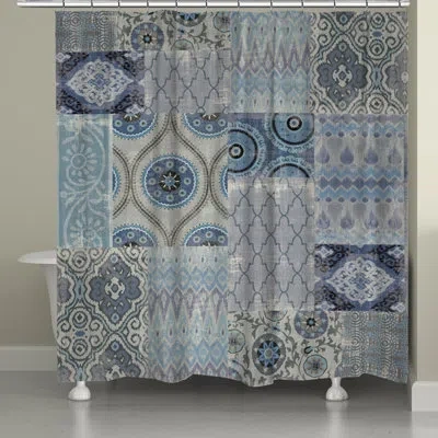 Laural Home Persian Patchwork Antique Single Shower Curtain In Blue;gray