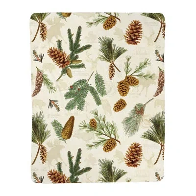 Laural Home Pinecone Sherpa Throw Blanket In Green;beige