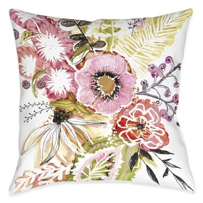 Laural Home Pink Floral Bouquet Pillow Pfb In Multi