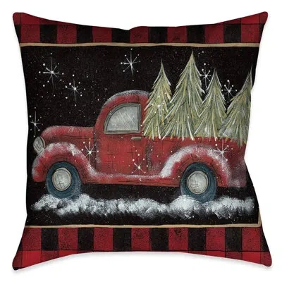 Laural Home Plaid Holiday Pickup Indoor Decorative Pillow In Multi