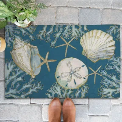 Laural Home Playa Shells Outdoor Doormat In Multicolor