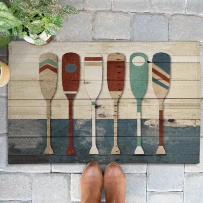Laural Home Playful Oars Outdoor Door Mat In Multicolor