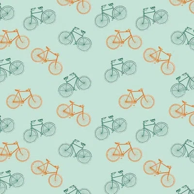 Laural Home Postcard From Europe Bikes Microfiber Duvet Cover In Blue;orange