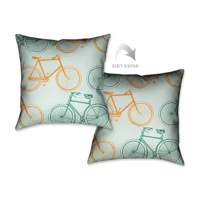 Laural Home Postcard From Europe Bikes Throw Pillow In Multi