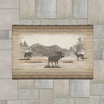 Laural Home Rectangle Mountain View Indoor/outdoor Area Rug With Non-slip Backing In Brown;beige
