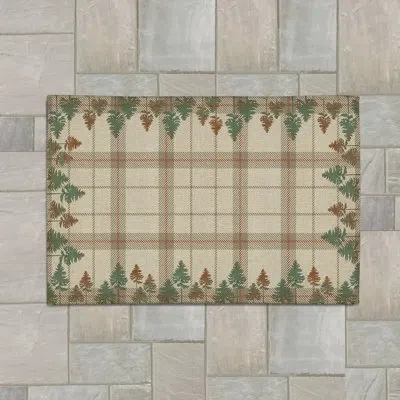 Laural Home Rectangle Trail Lodge Plaid Indoor/outdoor Area Rug With Non-slip Backing In Brown;beige;green