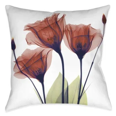 Laural Home Red Gentian X-ray Flowers Indoor Decorative Pillow In Multi