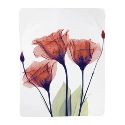 Laural Home Red Gentian X-ray Flowers Sherpa Throw In Multi