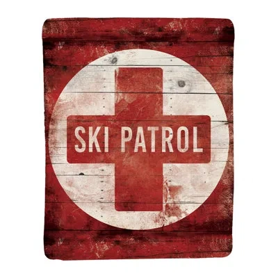 Laural Home Red Ski Patrol Sherpa Throw Blanket By  In Multi