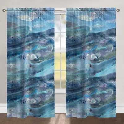 Laural Home Rolling Waves Abstract Blackout Curtain Panels