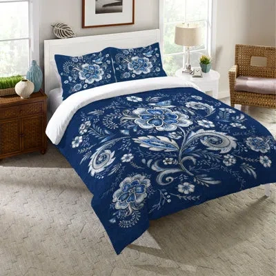 Laural Home Royal Garden Comforter In Blue,white