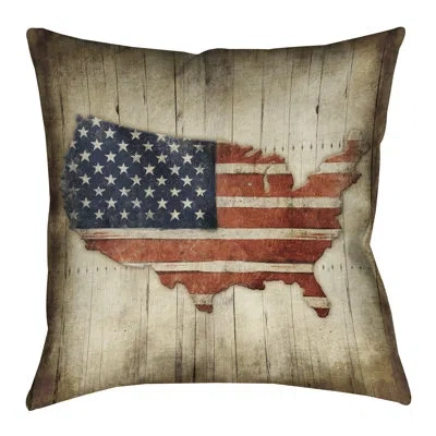 Laural Home Saul Wooden Flag Outdoor Throw Pillow In Multi