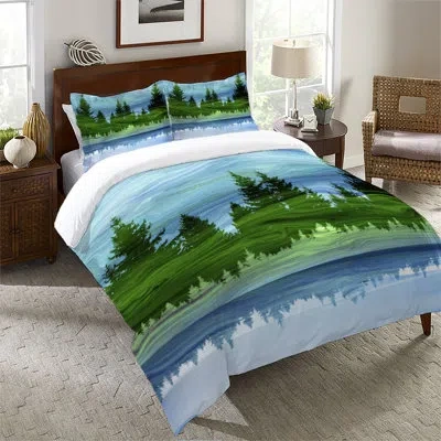 Laural Home Scenic Forest Polyester Envelope Sham In Blue;green