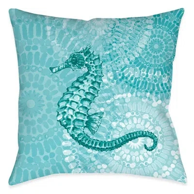 Laural Home Sea Life Medallion Seahorse Outdoor Decorative Pillow In Multi