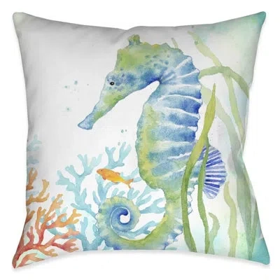 Laural Home Sea Life Seahorse Sea Life Seahorse Decorative Square Pillow Cover & Insert In Multi
