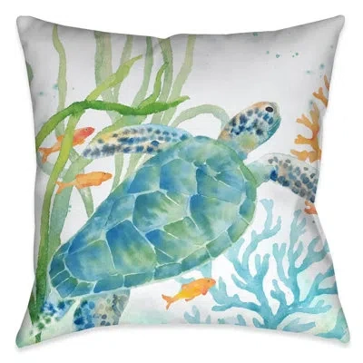Laural Home Sea Life Turtle Outdoor Decorative Pillow In Multi