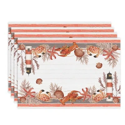 Laural Home Seafood Shack 19" X 13" Placemat In Orange