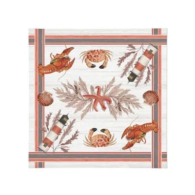 Laural Home Seafood Shack 20" X 20" Napkin Set In Orange