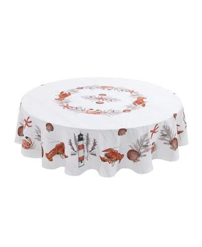 Laural Home Seafood Shack Round Tablecloth, 70" X 70" In Red