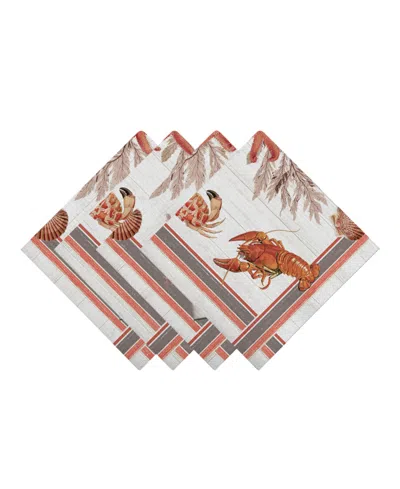 Laural Home Seafood Shack Set Of 4 Napkin, 20" X 20" In Orange
