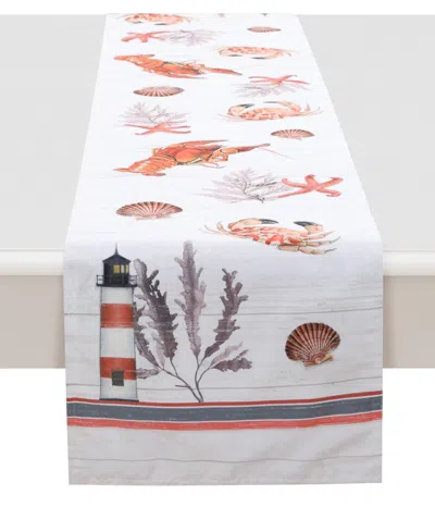 Laural Home Seafood Shack Table Runner, 13" X 90" In Red
