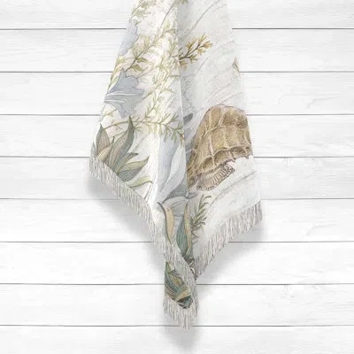 Laural Home Seahorse Seaweed 100% Cotton Throw In Brown;gray;beige