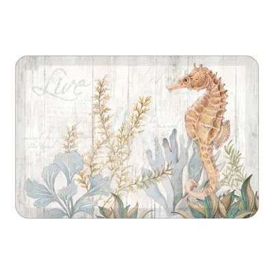 Laural Home Seahorse Seaweed Kitchen Mat In Brown;white;gray