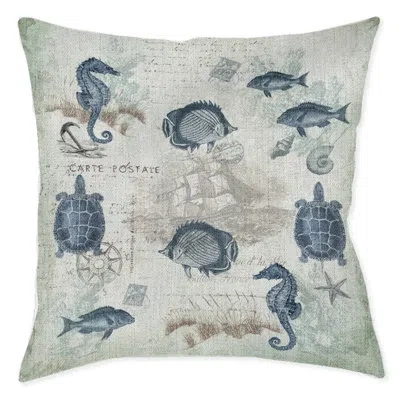Laural Home Seaside Postcard Indoor Woven Decorative Pillow