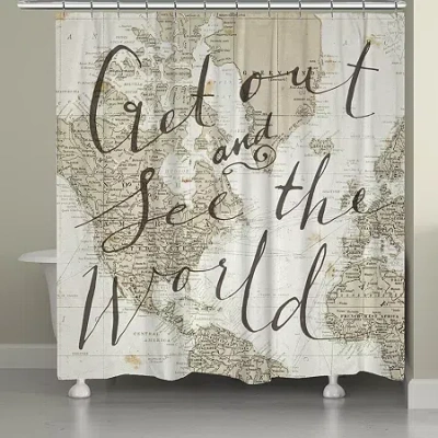 Laural Home See The World Shower Curtain In Brown