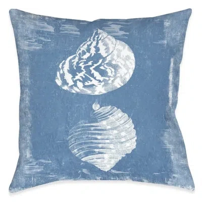 Laural Home Shell Blueprint Outdoor Decorative Pillow In Multi