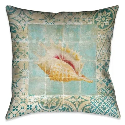 Laural Home Shell Tiles Ii Blue Indoor Decorative Pillow In Multicolor;multicolor
