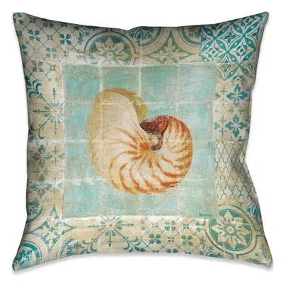 Laural Home Shell Tiles Iii Blue Indoor Decorative Pillow In Multicolor;multicolor