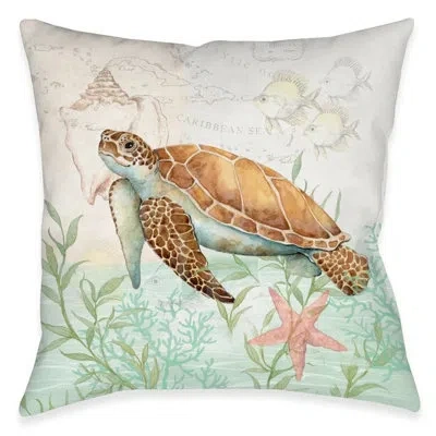 Laural Home Shoreline Turtle Indoor Decorative Pillow In Multi