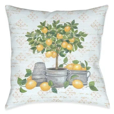 Laural Home Sicilian Lemon Polyester Throw Pillow In Blue